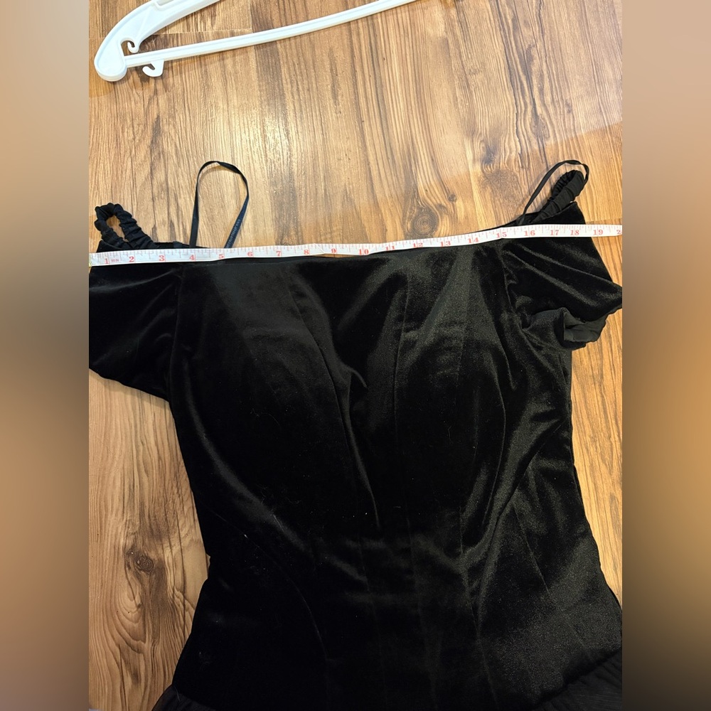 Black Velvet Princess Style Backless Prom Dress - Picture 14 of 14